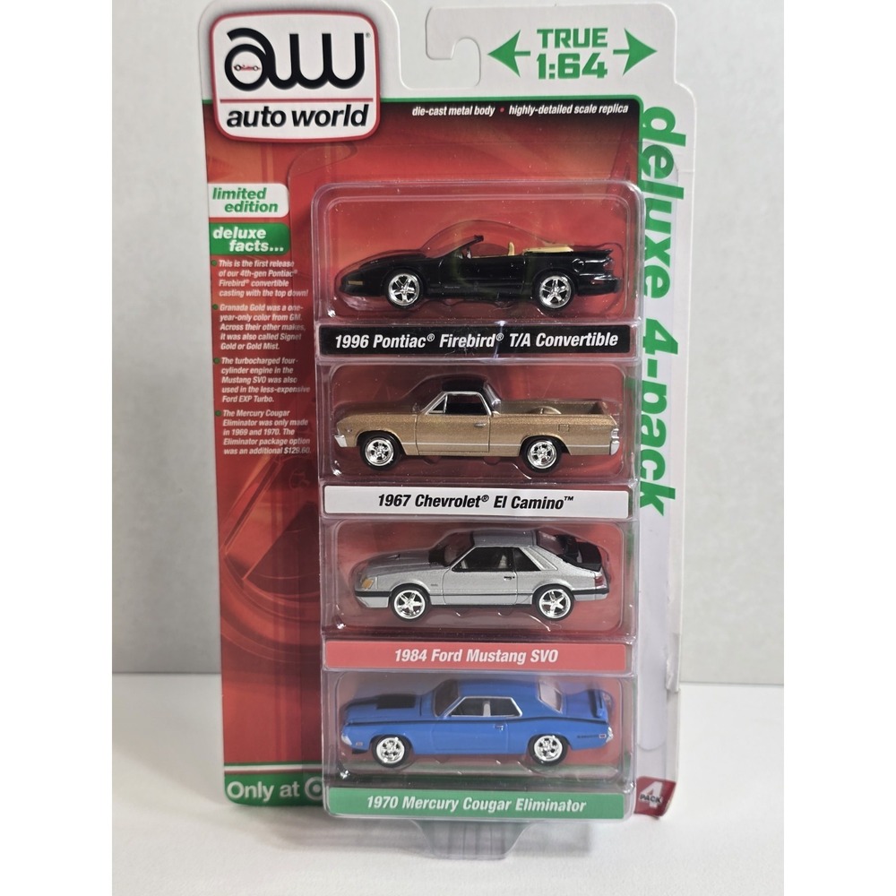 Auto World Deluxe 4 Pack Pontiac Chevrolet Ford Mercury Diecast Body True 1:64